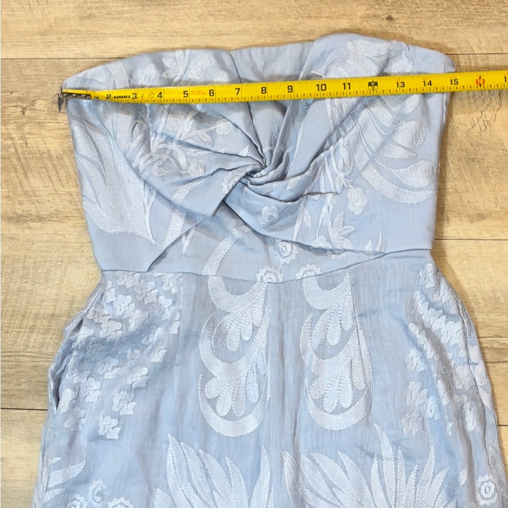 NWT Anthropologie AIJEK Natalia Silk/Linen Embroidered Strapless Jumpsuit M - Picture 5 of 7